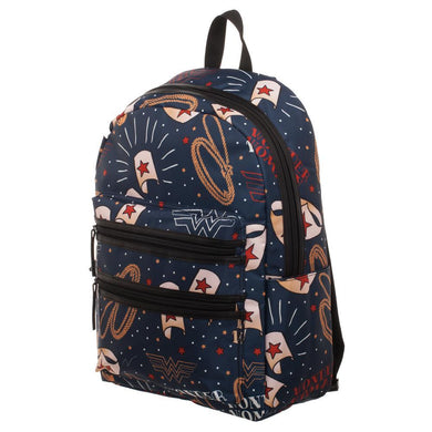 DC Wonder Woman Backpack  Double Zipper Backpack with Wonder Woman Symbols