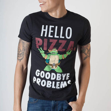 Teenage Mutant Ninja Turtles Hello Pizza Black T-Shirt
