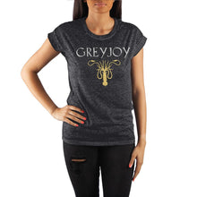 Load image into Gallery viewer, Game of Thrones House Greyjoy Golden Kraken Crew Neck Rolled Sleeve T Shirt