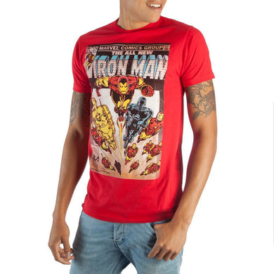 Awesome Marvel Iron Man Comic Book Cover Artwork Men’s Bright Red Graphic Print Boxed Cotton T-Shirt