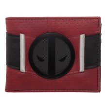 Load image into Gallery viewer, Red and Black Deadpool Uniform BiFold Wallet, Marvel Anti-Hero Costume Style Wallet, ID Holder