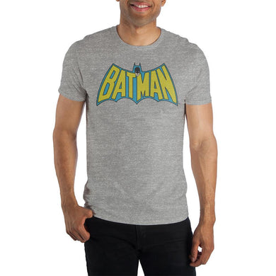 DC Comics Batman Bat Shaped Batman Gray Men's Specialty Hand Print Tee Shirt T-Shirt