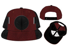 Load image into Gallery viewer, Deadpool Red and Black Uniform Flatbill, Marvel Comics Mercenary Suit Up Snapback