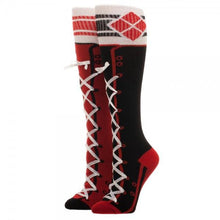Load image into Gallery viewer, Harley Quinn Lace-Up Knee High Socks