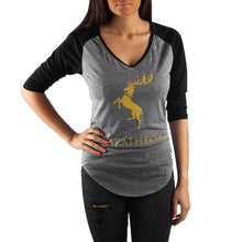 Load image into Gallery viewer, Game of Thrones House Baratheon V Neck Raglan T Shirt